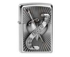 Zippo Herren 207 Heart with Sword Emblem Feuerzeug, Silber, One Size