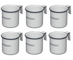 KitchenCraft Living Nostalgia Espressotassen, Emaille, 75 ml, Vintage-Blau, 6 Stück, Emailliert, French Grey, 7 x 5 x 5 cm