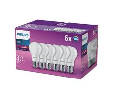 Philips LED 5,5Â W (40Â W) A60Â E27Â Edison Schraube Leuchtmittel, warm weiÃ, matt Leuchtmittel â, 6Â StÃ¼ck, E27, 5Â Watt, Pack von 6