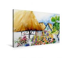 Calvendo Premium Textil-Leinwand 75 cm x 50 cm quer, ReetdachhÃ¤user | Wandbild, Bild auf Keilrahmen, Fertigbild auf echter Leinwand, Leinwanddruck Natur Natur