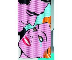 Kleine Wolke Kiss Duschvorhang, Polyester, Multicolor, 180 x 200 x 0.2 cm
