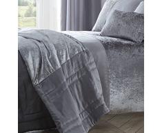 Boulevard Dekorativer Überwurf mit Samtstreifen, leicht gesteppt, grau