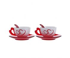 Guzzini Fratelli Love, 2 Cappuccinotassen mit Untertassen und Löffeln, SAN|Porcelain