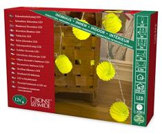 Konstsmide 3191-903 LED Dekolichterkette neongrüne Papierlaternen / für Innen (IP20) / 24V Innentrafo / 12 warm weiße Dioden / transparentes Kabel