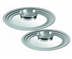 STONELINE Universal Set, 2-teilig, mit Silikonrand und Aromaknauf, für 16/18/20 24/26/28 cm Glasdeckel, Glas, grau, Einheiten