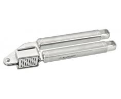 FACKELMANN Knoblauchpresse VIA MONTENAPOLEONE, praktischer Küchenhelfer aus rostfreiem Edelstahl, Knoblauchschneider mit ergonomischem Griff (Farbe: Silber), Menge: 1 Stück