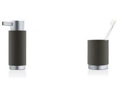 Blomus Ara Seifenspender und Zahnputzbecher, Edelstahl, anthrazit