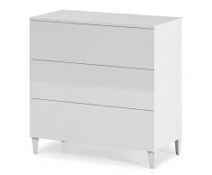 Habitdesign 007833BO Kommode im skandinavischen Stil, hochglänzend, WeiÃ, 76 x 80 x 40 cm
