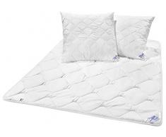 Traumnacht 3-Star Bettenset Mono Ganzjahresdecke, 1 x Übergangsbettdecke 220 x 240 cm und 2 x Kopfkissen 80 x 80 cm, weiß