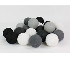 Cotton Ball Lights Antra 50 LED Lichterkette mit USB Anschluss, Baumwolle, weiß - hell grau - mittelgrau - antracite - schwarz