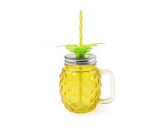 Excelsa Tropical Trinkbecher mit Trinkhalm, Glas