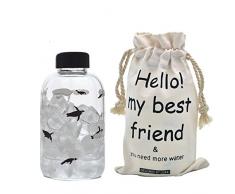 fecihor Glas Becher Milch Tasse mit Griff Cute Tasse mit Polar Bear Print – perfekte Tasse für Tee & Kaffee – 350 ml/12.3oz – Set von 1 600ml/21.2oz(Penguin Bottle) pinguin