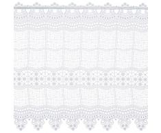 Plauener Spitze by Modespitze, Store Bistro Gardine Scheibengardine mit Stangendurchzug, hochwertige Stickerei, Höhe 58 cm, Breite 96 cm, Weiß