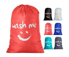 IHOMAGIC Wäschesack, groß, faltbar, Aufbewahrungstasche aus Nylon Orange