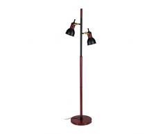 Relaxdays Stehlampe 2 flammig, modernes Design, Materialmix, verstellbare Schirme HBT: ca. 156 x 45 x 30 cm, schwarz
