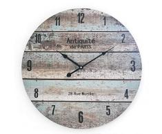 Rebecca Mobili Wanduhr im Landhausstil, Dekouhr im Vintage Design, MDF, rund – Maße: Diameter 60 cm x B 4,5 cm - Art. RE6138