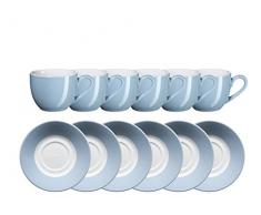 Mäser, Serie Kitchen Time, Espressotasse 9 cl mit Untertasse, Porzellan Geschirr-Set in der Farbe Blau für 6 Personen