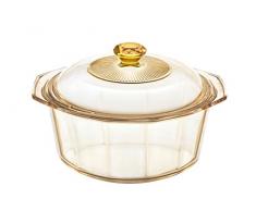 VISIONS pyroceram Diamant Kasserolle mit Glas, braun, 24,4 x 21,5 x 10 cm