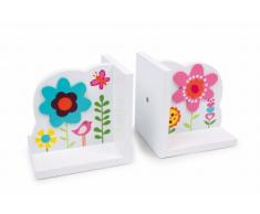 Small Foot by Legler Buchstützen âBlumeâ aus weià lackiertem Holz, mit bunten Blumen-Motiven und Applikationen, ein fröhlicher Blickfang im Kinderzimmer