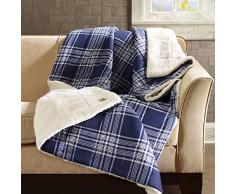 Woolrich Leeds Luxury Softspun Down Alternative Oversized Throw Navy 50x70 Plaid Premium Soft Cozy Cozy Spun for Bed, Couch or Sofa
