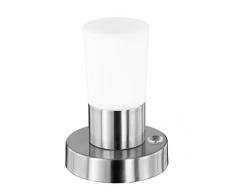 Trio Leuchten LED Touch-Me Tischleuchte in nickel matt, Glas weiß matt 529690107