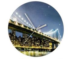 WENKO 25320100 Wanduhr Brooklyn Bridge, Gehärtetes Glas, 27 x 3 x 27 cm, Mehrfarbig