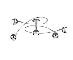 Trio Leuchten LED Deckenleuchte Baloubet 628290506, Kunststoff chrom, 5x 3.8 Watt
