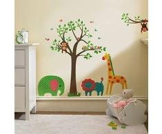 Walplus Wand Sticker Aufkleber Kunst Dekoration Tiere Baum Bunt Kinderzimmer Deko