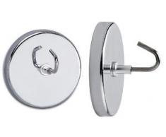 Maul Magnet mit GroÃem Haken, Rund 52 mm, Haftkraft 9 kg, Nickel, Poliert, 6155596, 1 StÃ¼ck