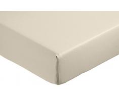 AmazonBasics Spannbetttuch, Baumwoll, Satin Fadenzahl 400, knitterarm, 90 x 190 x 30 cm - Beige