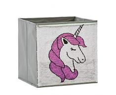 Zauberkiste mit Wendepailetten | Einhorn | 32x32x32cm |Spielzeugkiste | Aufbewahrungsbox | Kiste | Store It