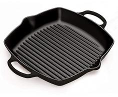 LE CREUSET 20200300000422 GRILLPFANNE QUADRATISCH 2 Griffe SIG 30 cm SCHWARZ, Gusseisen