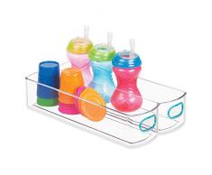 iDesign IDjr doppelter Aufbewahrungsbehälter mit 2 Fächern für Schrank oder Vorratskammer, Küchenhelfer aus Kunststoff, durchsichtig und blaugrün