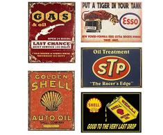 Flowerbeads Garage Metall Blechschild Wanddeko Retro Pub & Bar Mobil Oil Wall Poster 20,3 x 30,5 cm 5PCS-20X30CM Motor Oil-c