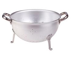 Pentole Agnelli Aluminium Profi 3 mm, Nudelsieb A DREI Füße mit Zwei Griffen 30 cm Silber/schwarz