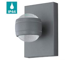 EGLO LED Außen-Wandlampe Sesimba 1, 2 flammige Außenleuchte, Wandleuchte aus Stahl und Kunststoff, Farbe: Silber, IP44