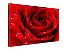 LANA KK - Leinwandbild Liebe Red mit Blumen auf Echtholz-Keilrahmen â Frühling und Natur Fotoleinwand-Kunstdruck in rot, einteilig & fertig gerahmt in 100x70cm
