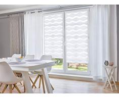 K-home Klemmfix Doppelrollo Welle ohne Bohren - Weiß 45 cm x 200 cm (B x L)