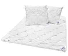 Traumnacht 3-Star Bettenset Leicht Sommerdecke, 1 x Bettdecke 200 x 220 cm und 2 x Kopfkissen 80 x 80 cm, weiß