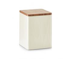 Zeller 19320 Vorratsdose m. Bamboodeckel, Metall, creme, ca. 11 x 11 x 15 cm