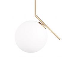 Relaxdays Pendelleuchte Messing GLOBI, Metall, Glas Kugel-Schirm, HxBxT 75 x 45 x 30 cm, Modern, Design Hängelampe, Matt
