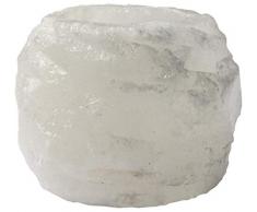 HIMALAYA SALT DREAMS - Salzkristall Teelichthalter ROCK, Gewicht: ca. 400 g, White Line