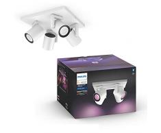 Philips Hue White & Col. Amb. LED 4-er Spot Argenta, weiß, dimmbar, 16 Mio. Farben, steuerbar via App, kompatibel mit Amazon Alexa (Echo, Echo Dot)