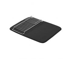 AmazonBasics – Abtropfgestell, 40,6 x 47,7 cm, Schwarz/Nickelfarben, mit 2 Matten