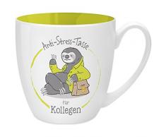 Gruss & Co 45491 Anti-Stress Tasse für den Kollegen, 45 cl, Geschenk, New Bone China, Gelb, 9.5 cm