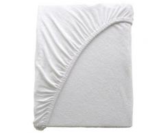 Kinzler C-10046/00 Mikrofaser Frottee Spannbetttuch Uni, 140-160 x 200 cm, weiß