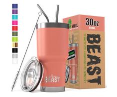 Greens Steel New Beast Tumbler Edelstahl Vakuum Isoliert Rambler Kaffee Tasse Doppelwandige Reise Fläschchen (30oz, Blühen)