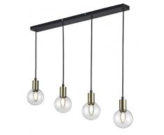 Trio Leuchten Pendelleuchte Nacho 300800432, Metall, Schwarz matt / bronze, Kabel gewebeummantelt schwarz
