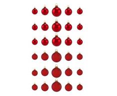 Thüringer Glas Design Christbaumschmuck, rot, 30-Teilig Uni