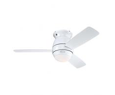 Westinghouse Lighting Halley, Deckenventilator, Einzelleuchte mit Opalmilchglas, Metall, 48 W, Ausführung in Weiß mit Wendeflügeln in Weiß/helles Ahorn, 122 x 122 x 350 cm